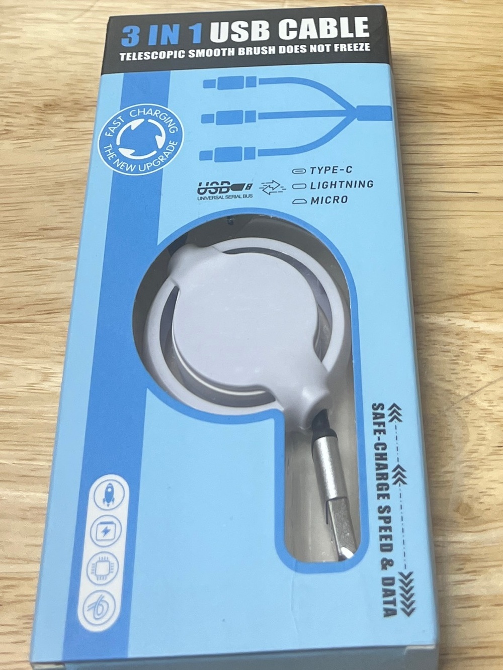 3-in-1 Retractable USB Charging Cable - White (Brand Unspecified)